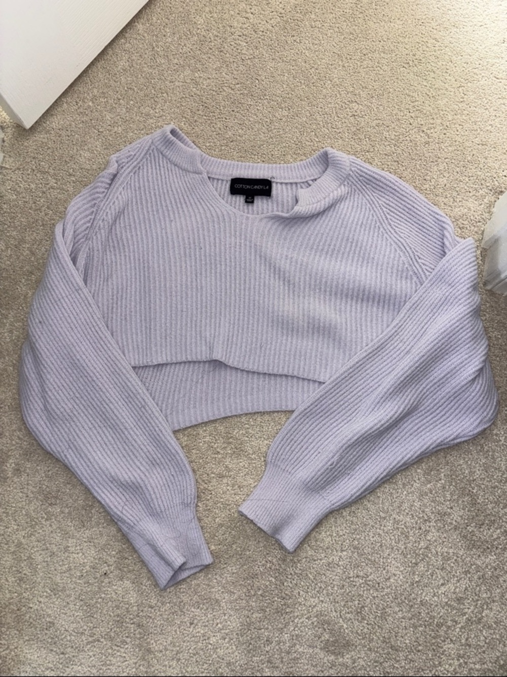 Lilac Cropped Ribbed Sweater